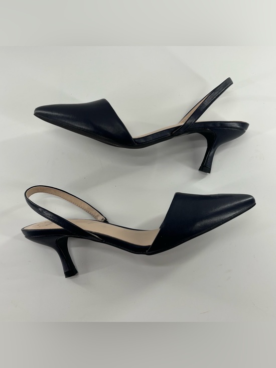 H by Halston Shoes - H by Halston Valencia kitten heel slingbacks pointed toe 8.5 navy blue
